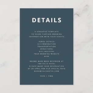 Dusky Blue   Skandinavische Minimalistische Hochze Begleitkarte