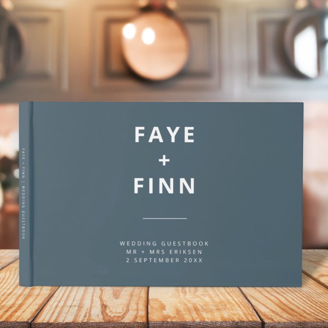 Dusky Blue | Skandinavische Minimalistische Hochze Gästebuch (Von Creator hochgeladen)