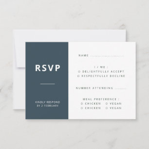 Dusky Blue   Skandinavische Minimalistische Hochze RSVP Karte