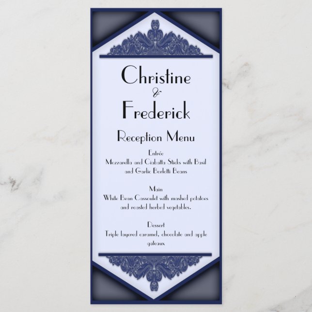 Dusky Blue Vintag, Hochzeitsmenü und Programm (Vorderseite)