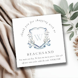 Dusky Blue Wildblume Wappen Vielen Dank für Ihr In Quadratische Visitenkarte