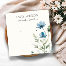 Dusky Blue Wildblume Watercolor Earring Display