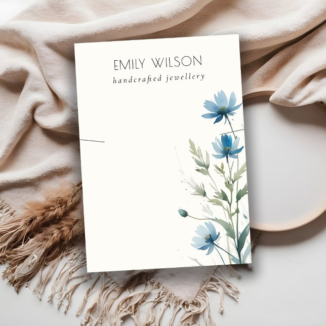 Dusky Blue Wildblume Watercolor Necklace Display Visitenkarte (Von Creator hochgeladen)