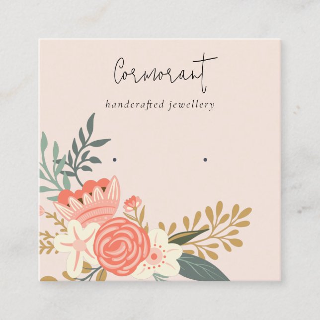 Dusky Blush Ambrosia Floral Stud Earring Holder Quadratische Visitenkarte (Vorderseite)