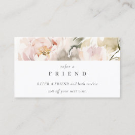 Dusky Blush Peony Floral Bunch Refer A Friend Visitenkarte