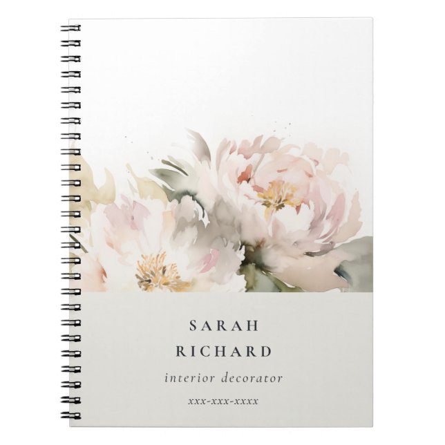 Dusky Blush Peony Notizblock (Vorderseite)