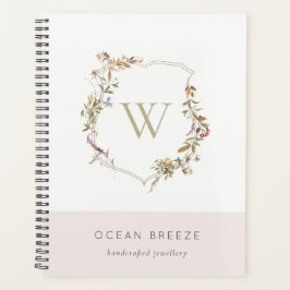 Dusky Blush Pink Wildblume Wappen Monogram Planer