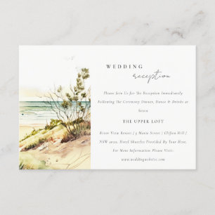 Dusky Coastal Beach Sun Seascape Hochzeitsempfang Begleitkarte