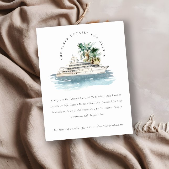 Dusky Cruise Ship Palm Seascape Hochzeitdetails Begleitkarte (Von Creator hochgeladen)