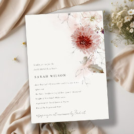 Dusky Fall Marsala Blush Bloral Baby Dusche Einladung