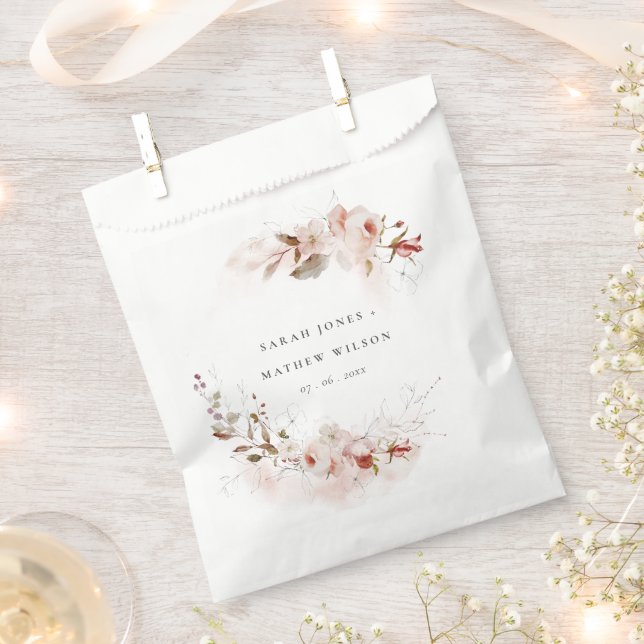 Dusky Fall Marsala Blush Blumenstrauß Hochzeit Geschenktütchen (Ausgeschnitten)
