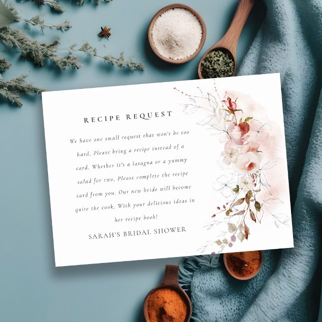 Dusky Fall Marsala Floral Wedding Rezept Anfrage Begleitkarte (Von Creator hochgeladen)