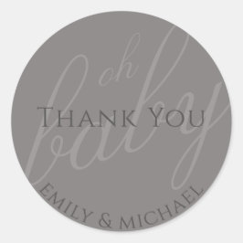 Dusky Gray GreenDanke, Baby Shower Modern Runder Aufkleber