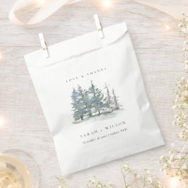 Dusky Green Blue Pine Tree Woods Wedding Danke Geschenktütchen