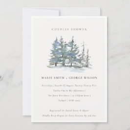 Dusky Green Blue Pine Woods Couples Dusche laden e Dankeskarte