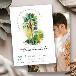 Dusky Green Tropical Watercolor Palmen Foto Save The Date