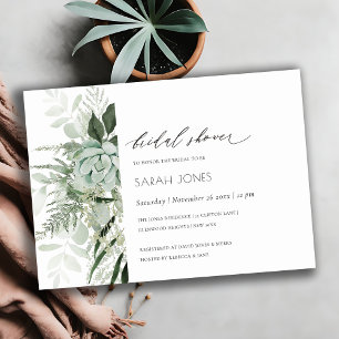 Dusky Leafy Fern Succulent Invitation Fête des mar