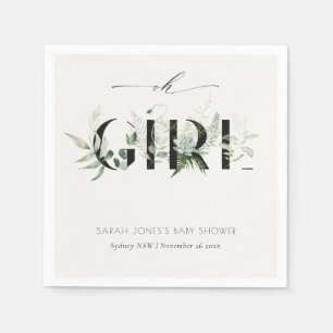 Dusky Leafy Fern Succulent oh Girl Baby Dusche Serviette