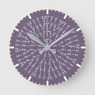Dusky Lila Crochet Chart Background Round Clock Runde Wanduhr