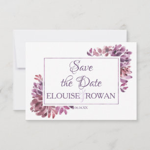 Dusky Lila Petals Floral Save the Date Card
