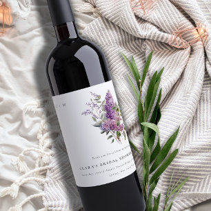 Dusky Lilac Hütte Flora Brautparty Weinetikett