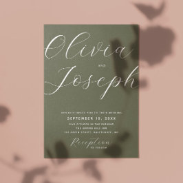 Dusky Olive Green Wedding | Minimalistisches Foto  Einladung