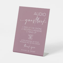 Dusky Pink Audio Gästebuch Hochzeitsempfang Sockelschild