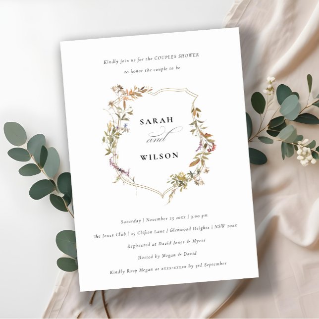 Dusky Pink Blush Wildblume Wappen Dusche Einladung (Von Creator hochgeladen)