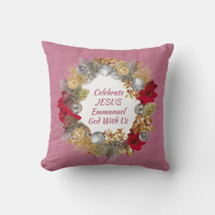 Dusky Pink CELEBRATE JESUS Weihnachtslied Kissen