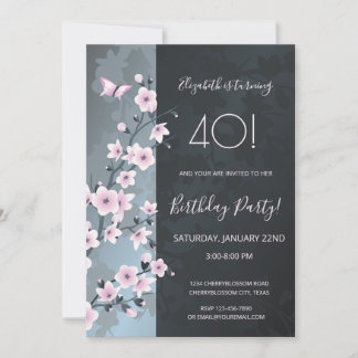 Dusky Pink Cheroms Gewohnter Geburtstag Einladung
