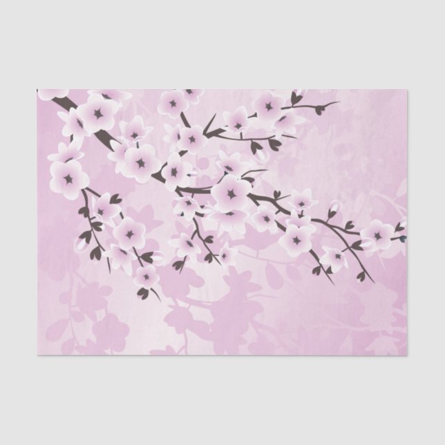 Dusky Pink Cherry Blossom Asia Floral Seidenpapier (Vorderseite)