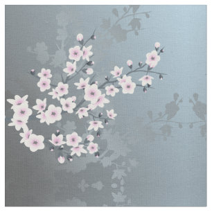Dusky Pink Grayish Blue Cherry Blossom Muster Fab Stoff