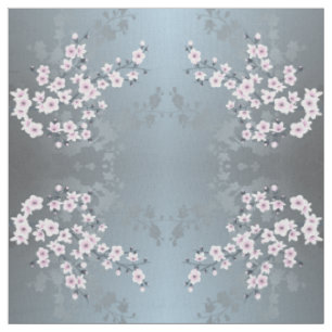 Dusky Pink Grayish Blue Cherry Blossom Muster Stoff