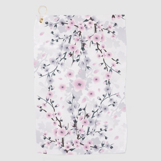 Dusky Pink Mauve Cherry Blossom  Golfhandtuch (Vorderseite)