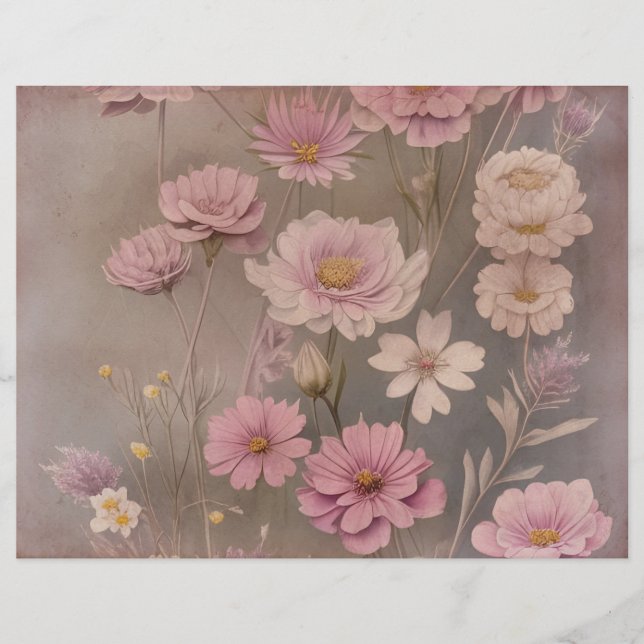 Dusky Pink Vintage Blumenschrift (Vorderseite)