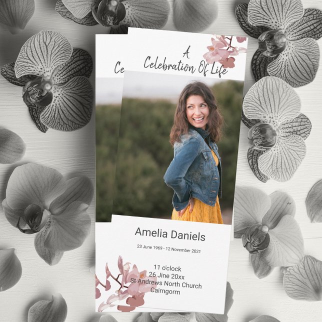 Dusky rosa Orchideenfeier Lebensfotokarte Einladung (Von Creator hochgeladen)