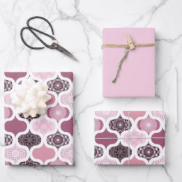 Dusky Rose Dot Mandalases Ogee Patchwork Geschenkpapier Set