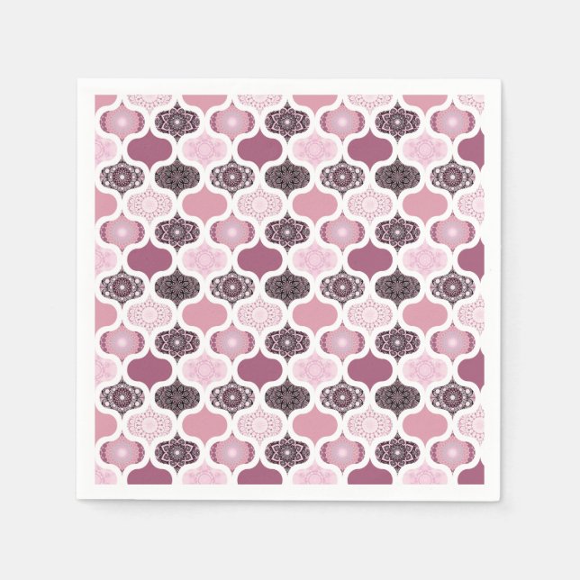 Dusky Rose Dot Mandalases Ogee Patchwork Papercraf Serviette (Vorderseite)