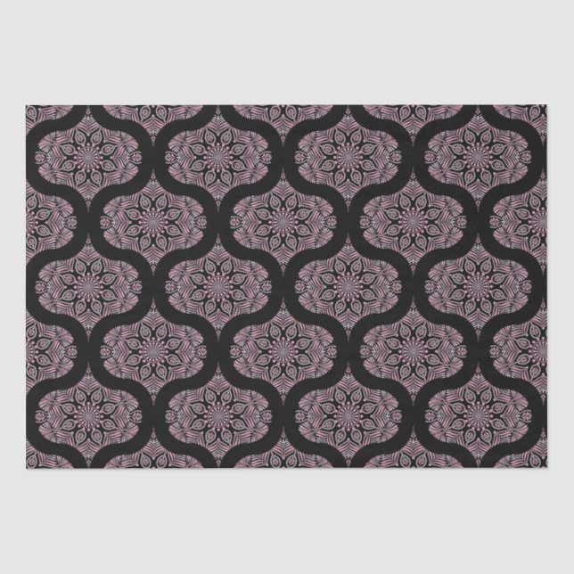 Dusky Rose Fronds Mandala Mid Mod Ogee Seidenpapier (Vorderseite)