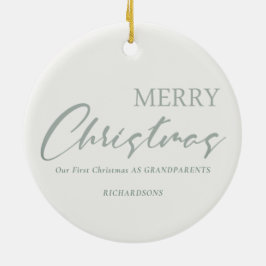 Dusky Sage Green Wreath Foto Frohe Weihnachten Keramik Ornament