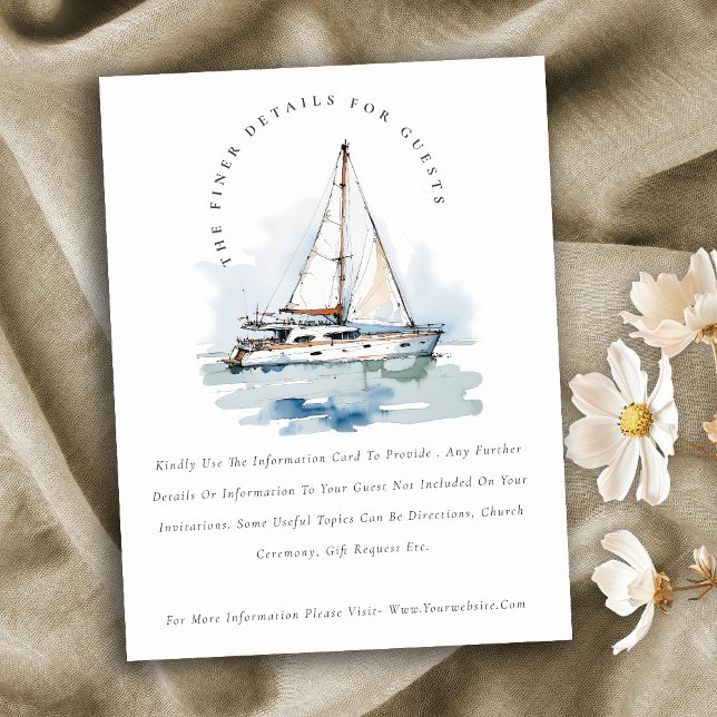 Dusky Sailboat Seascape Hochzeitdetails Begleitkarte (Von Creator hochgeladen)