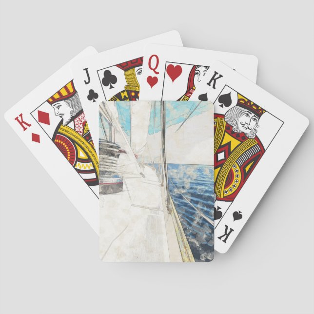 Dusky Sailboat Seascape Poker Cards - Kunst Spielkarten (Rückseite)