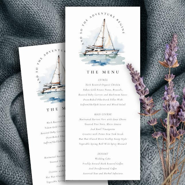 Dusky Sailboat Seascape Wedding Menü Einladung (Von Creator hochgeladen)