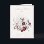 Dusky Stag Marsala Foliage Wreath Frohe Weihnachte Feiertagskarte<br><div class="desc">Wenn Sie weitere Anpassungen benötigen,  schreiben Sie mir bitte an yellowfebstudio@gmail.com.</div>