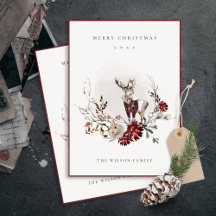 Dusky Stag Marsala Foliage Wreath Frohe Weihnachte