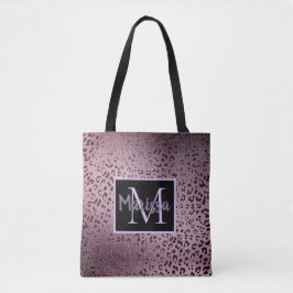 Dusky Violet Leopard Monogramm Tasche