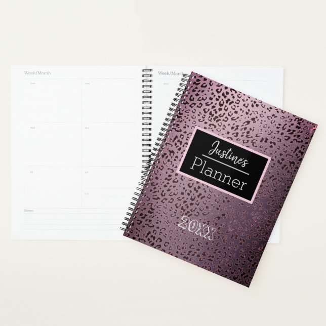 Dusky Violet Leopard Planificateur personnalisé (Devant avec enveloppe)