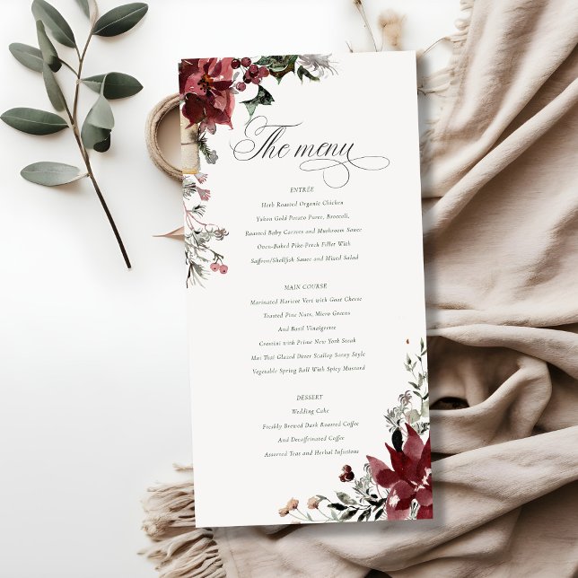 Dusky Warm Winter Festive Fauna Mariage Menu Card (Créateur téléchargé)