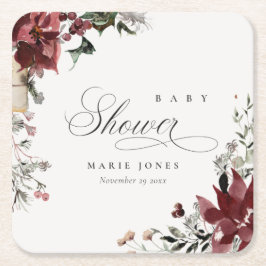 Dusky Warm Winter Festive Foliage Baby Dusche Rechteckiger Pappuntersetzer