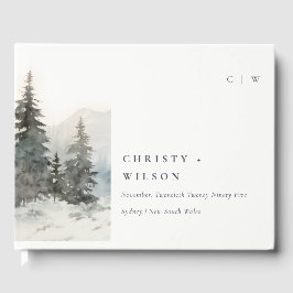 Dusky Winter Snow Mountain Landschaft Hochzeit Gästebuch
